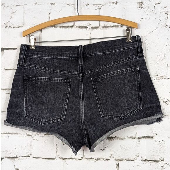 MADEWELL Relaxed Denim Shorts Black Wash High Rise Cotton Summer Size 29 - Picture 3 of 6